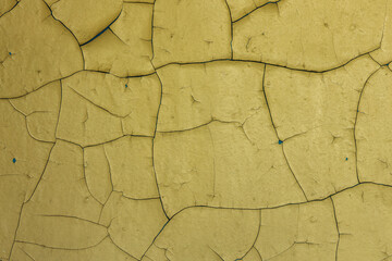 Poster - concrete wall with yellow paint in cracks. background for design. grunge texture