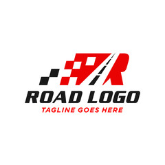 Poster - highway asphalt illustration logo with letter R