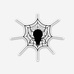 Spider on a cobweb icon. Spider web  illustration