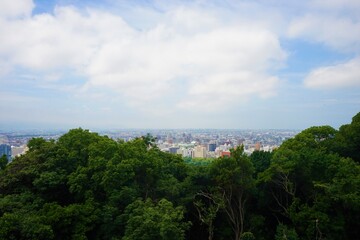 Sticker - Aerial view of Matsuyama city from Matsuyama castle in Ehime, Japan - 日本 愛媛県 松山市 街並み	