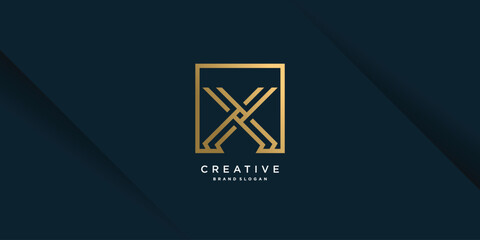 Wall Mural - Letter X logo design template with golden line art concept Premium Vector part 4