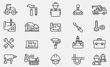 Black And White Under Construction Icons Stock Illustration Construction Site, Construction Industry, Road Construction, Building , Road Work Ahead Sign Stock Illustration
