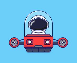 Wall Mural - Cute astronaut driving flying vehicle