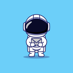Wall Mural - Cute astronaut carrying gray letter