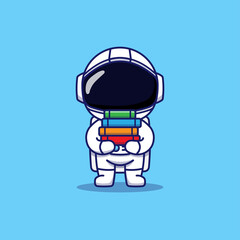 Wall Mural - Cute astronaut carrying some books