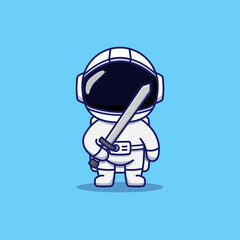 Wall Mural - Cute astronaut carrying a sword