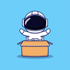 Wall Mural - Cute astronaut in the box