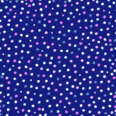 Poster - Colorful confetti on a blue background. Abstract seamless pattern. Vector image