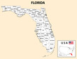 Florida Map. District map of florida in white color. District map with USA.
