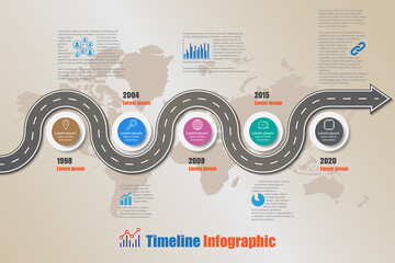 Wall Mural - Business roadmap timeline infographic icons designed for abstract background template milestone element modern diagram process technology digital marketing data presentation chart Vector illustration