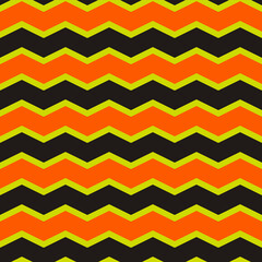 Poster - Orange and yellow wavy toothed stripes. Vector repeated ornament horizontal lines.