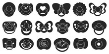 Pacifier Isolated Black Set Icon. Black Set Icon Soother . Vector Illustration Pacifier On White Background.