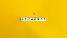 Keywords banner and concept. Block letters on bright orange background. Minimal aesthetics.