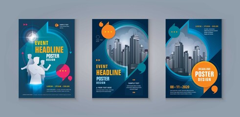 Wall Mural - Business Leaflet Brochure Flyer template Design Set. Abstract Speech Bubbles