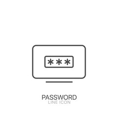 Poster - Laptop with password window vector line icon. Editable stroke