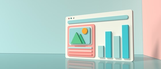 Poster - Interface of computer screen - 3D render