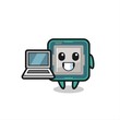 © heriyusuf - Mascot Illustration of processor with a laptop