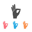 Gesture okay solid icon set. Ok hand gesture vector illustration isolated on white. Yes symbol glyph style design, designed for web