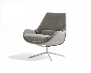 Wall Mural - 3d rendering of an isolated modern grey cosy lounge  armchair	
