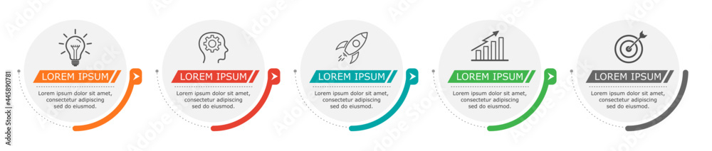 Business infographic Vector with 5 steps. Used for presentation ...