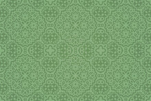 Green Art With Hand Drawn Floral Tile Pattern