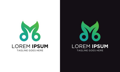 M leaf letter logo design. M icon design. Green letter m leaf icon vector icon. Green Eco Letter M Logo Template Design. Letter M With Leaf Luxury Logo on a black and white background.