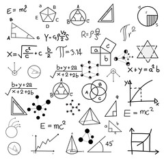 Wall Mural - math formula and physics , math formula and physics vector, white background, hand drawn line math formula and physics formula