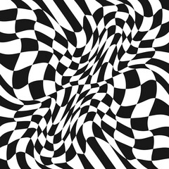 Poster - Checker flag wallpaper. Twisted and curly race flag. Vector.