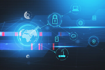 Poster - Immersive digital security interface Lock icon