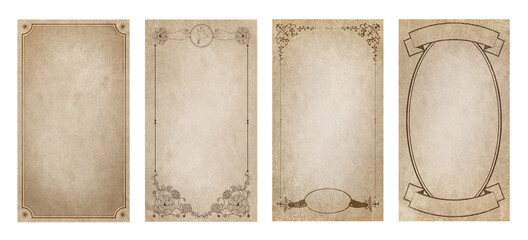 Ornamental frames on old style grunge paper, isolated on white background