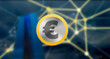 Digitaler Euro als digitale Währung und Zahlungsmittel, im Hintergrund das markante Hochhaus der Europäischen Zentralbank in Frankfurt am Main, EZB, Probephase, 2021