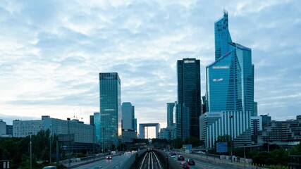 Wall Mural - 
4K UHD day to night timelapse of La Defense business district in Paris France