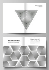 Poster - Vector layout of two A4 format modern cover mockups design templates for bifold brochure, magazine, flyer, booklet. Abstract geometric triangle design background using triangular style patterns.