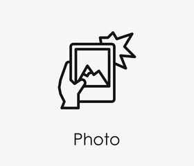 Poster - Photo vector icon. Editable stroke. Symbol in Line Art Style for Design, Presentation, Website or Apps Elements, Logo. Pixel vector graphics - Vector