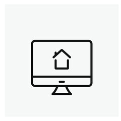 Poster - Computer vector icon. Editable stroke. Symbol in Line Art Style for Design, Presentation, Website or Apps Elements, Logo. Pixel vector graphics - Vector
