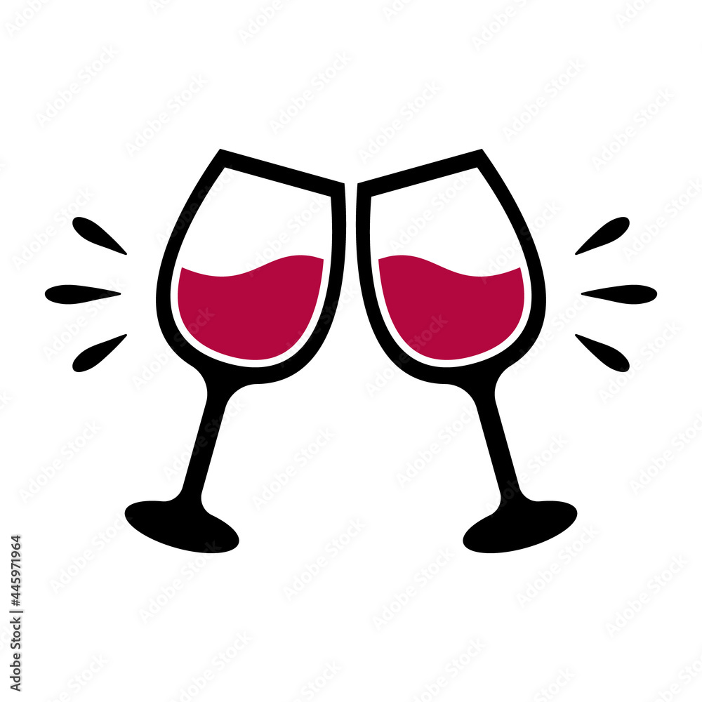 Vector Wine Glass Cheers Illustration Stock Vector | Adobe Stock