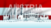 Illustration Anniversary Celebration Austria Day In Austrian Flag Background.