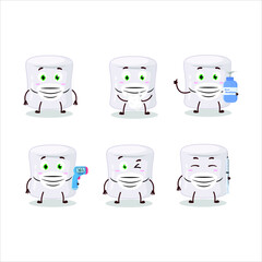 Poster - A picture of marshmallow cartoon design style keep staying healthy during a pandemic. Vector illustration