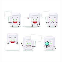 Sticker - Marshmallow cartoon in character bring information board. Vector illustration