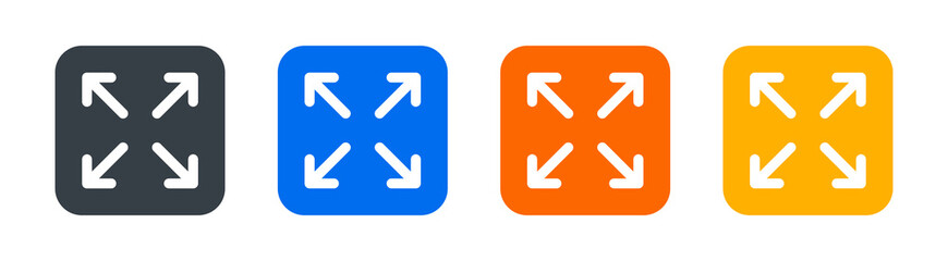 Poster - Full screen icon set. Expand vector icon. Colorful square box illustration.