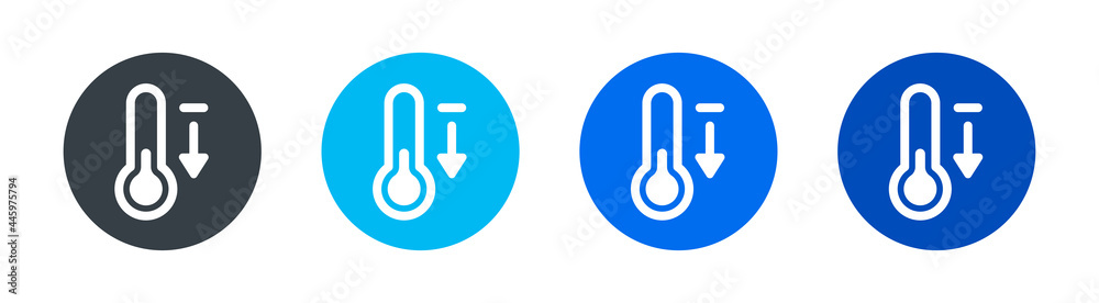 Cold temperature icon with down arrow. Thermometer symbol vector ...