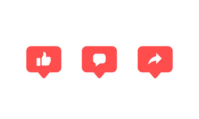 Poster - Like, Comment, and Share in Speech Bubbles. Social Media Icons. Vector Illustration