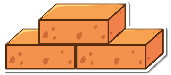 Canvas Print - Three brick blocks sticker on white background