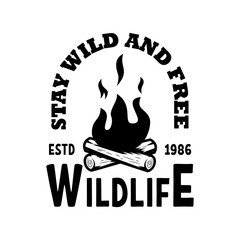 Wall Mural - emblem template with campfire. design element for greeting card, t shirt, poster. vector illustratio