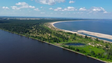 Poster - Aerial view on nature reserve Mewia Lacha between vistula river and Baltic Sea. Summer view on nature reserve on Sobieszewo island.