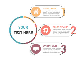 Naklejka na meble Diagram template with three steps or options, workflow, process chart, infographic template for web, business, presentations