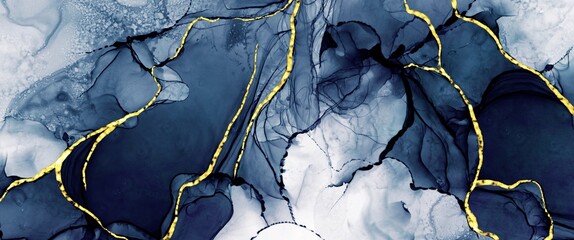 Wall Mural - dark black abstract alcohol ink background with watercolour brush stroke, creative hand painted art,