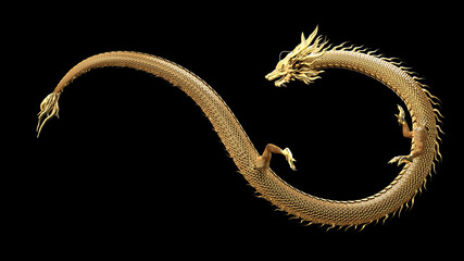Wall Mural - chinese dragon pose include alpha path with 3d rendering.