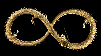 Wall Mural - chinese dragon pose infinity sign with 3d rendering.realistic detail conceptual.