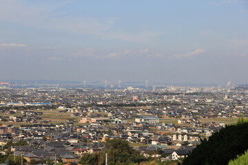 Poster - 住宅地の向こうに瀬戸大橋が見える風景(香川県)